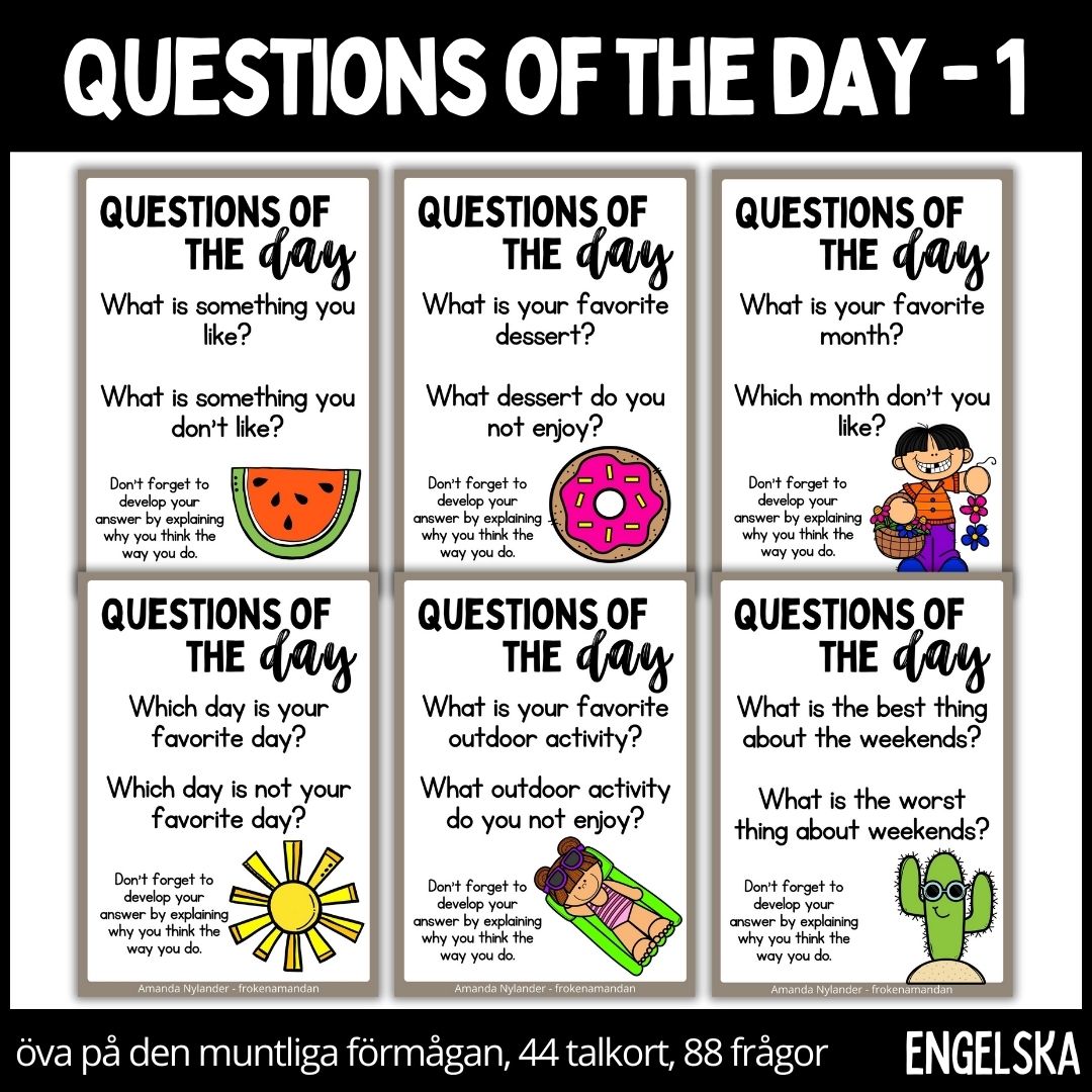 Questions of the day - cards - 1