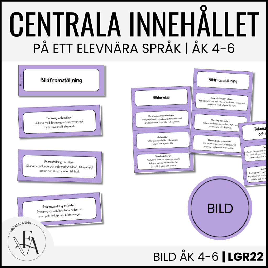 Centrala innehållet åk 4-6 på ett elevnära språk: bild