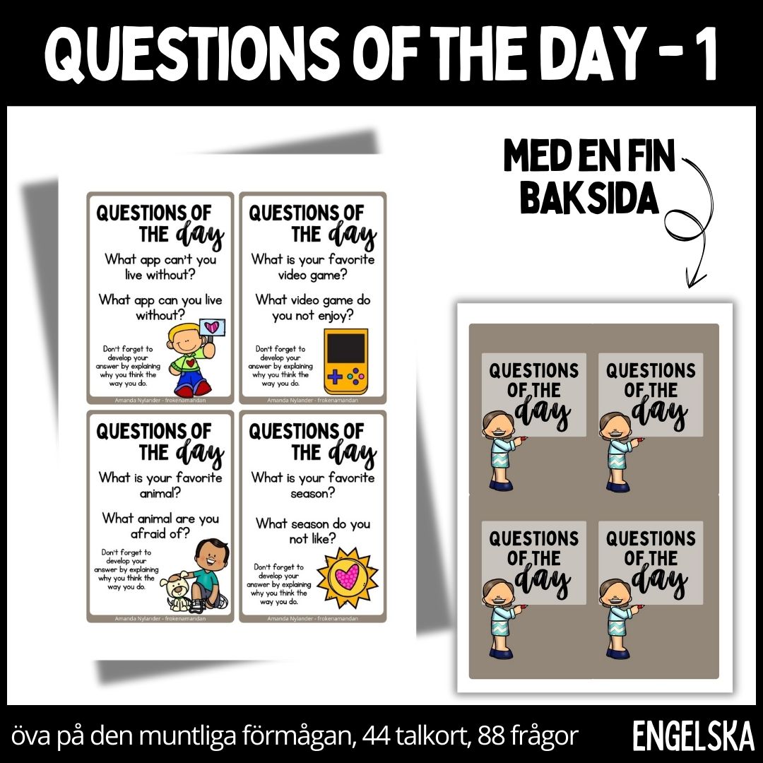 Questions of the day - cards - 1