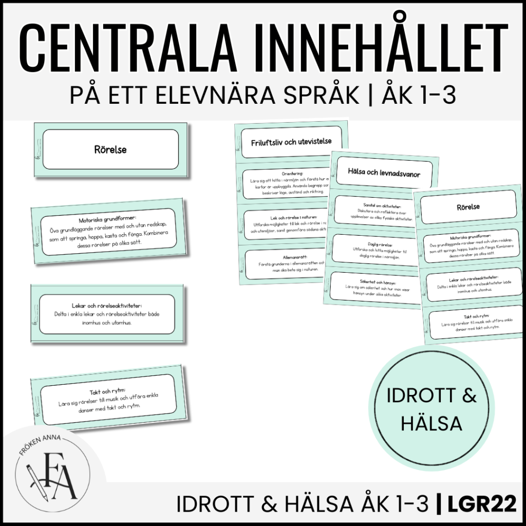 Centrala innehållet åk 1-3 på ett elevnära språk: idrott och hälsa
