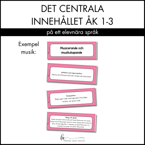 Centrala innehållet åk 1-3 på ett elevnära språk: musik