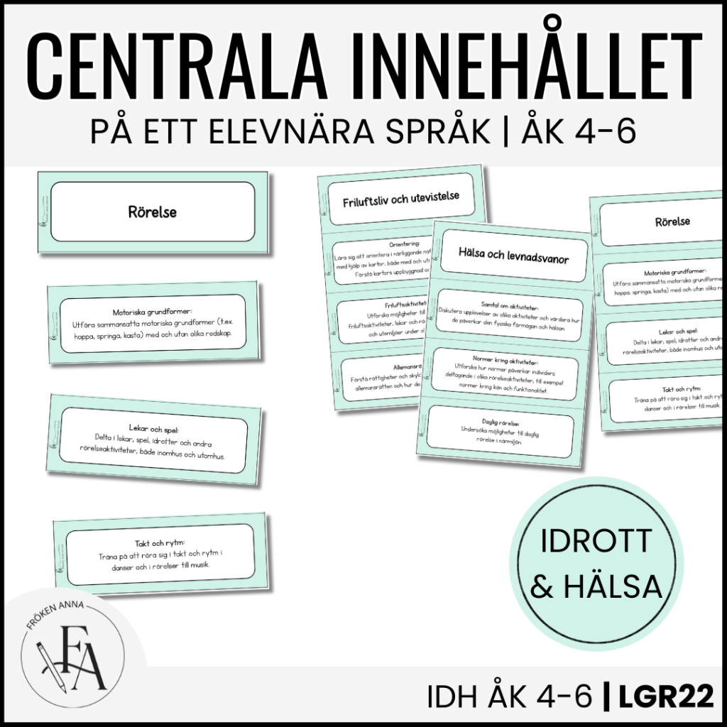 Centrala innehållet åk 4-6 på ett elevnära språk: idrott och hälsa