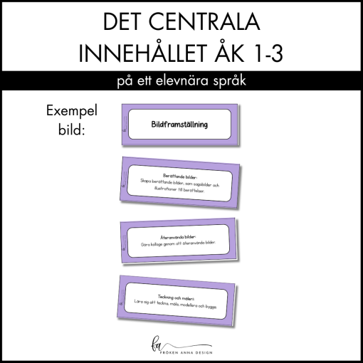 Centrala innehållet åk 1-3 på ett elevnära språk: bild