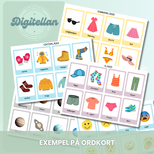 Ordkort Flashcards 280 olika ord med tillhörande skrivblad