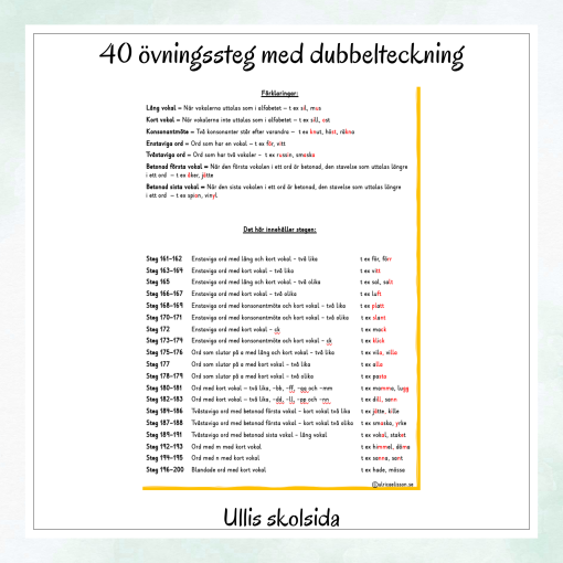 Träna stavning 5 - Dubbelteckning