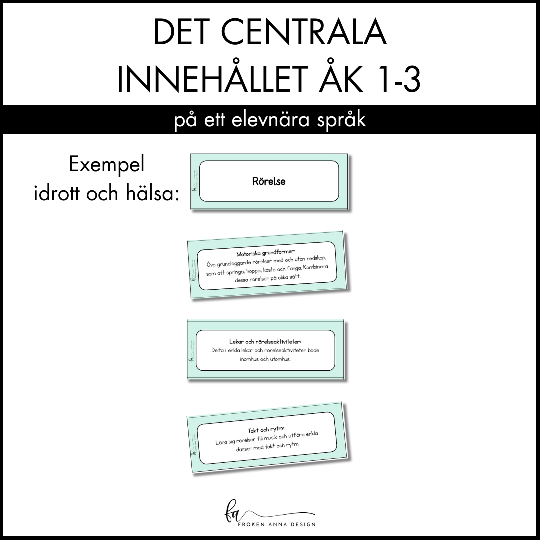 Centrala innehållet åk 1-3 på ett elevnära språk: idrott och hälsa