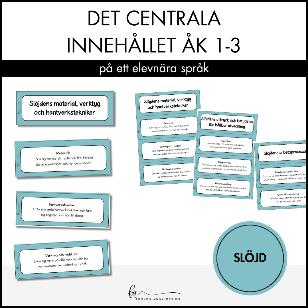 Centrala innehållet åk 1-3 på ett elevnära språk: slöjd