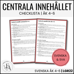 CHECKLISTA över det Centrala innehållet åk 4-6 på ett elevnära språk: Svenska & SVA