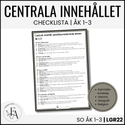 CHECKLISTA över det Centrala innehållet åk 1-3 på ett elevnära språk: SO