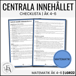 CHECKLISTA över det Centrala innehållet åk 4-6 på ett elevnära språk: matematik