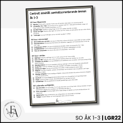 CHECKLISTA över det Centrala innehållet åk 1-3 på ett elevnära språk: SO