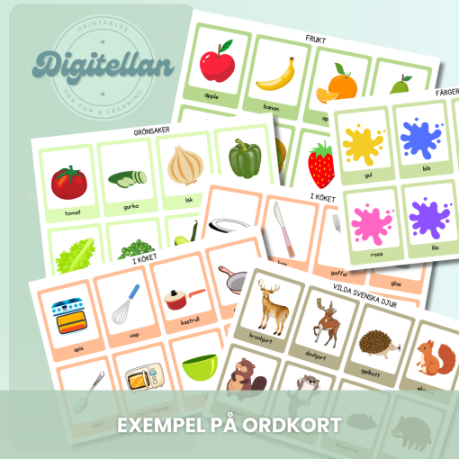 Ordkort Flashcards 280 olika ord med tillhörande skrivblad