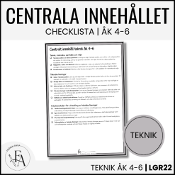 CHEKLISTA över det Centrala innehållet åk 4-6 på ett elevnära språk: teknik