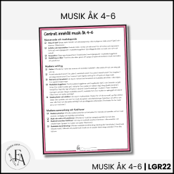 CHECKLISTA över det Centrala innehållet åk 4-6 på ett elevnära språk: musik