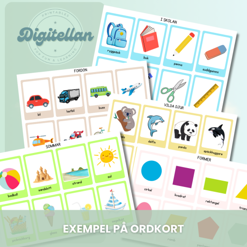 Ordkort Flashcards 280 olika ord med tillhörande skrivblad