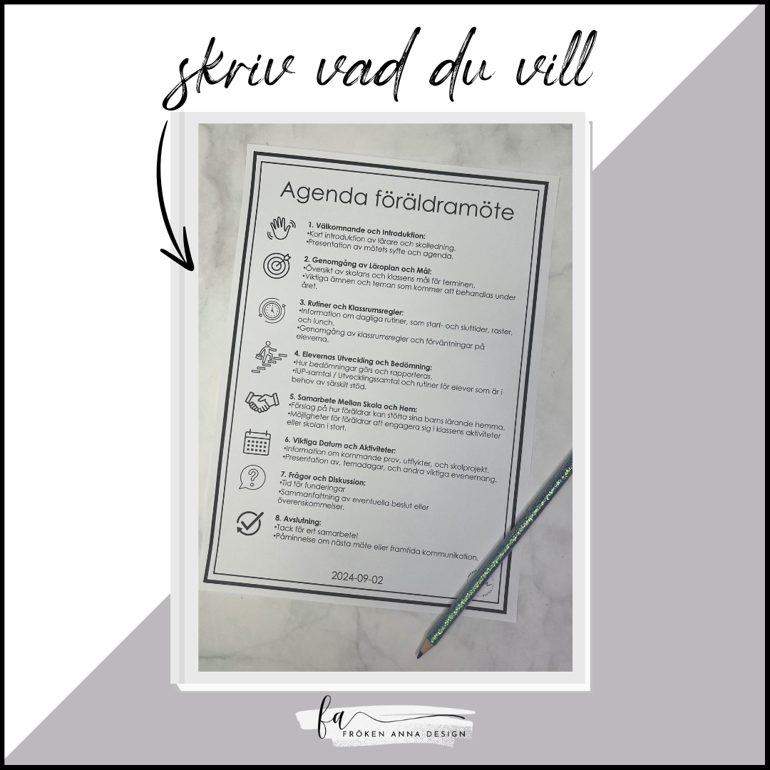 Agenda till föräldramöte (redigerbar)