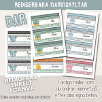 Skolstart – Redigerbara namnskyltar – Djur – Klassrumsdekor - bild 1