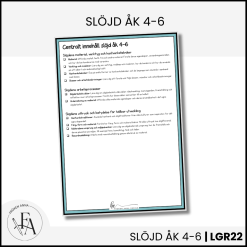 CHECKLISTA över det Centrala innehållet åk 4-6 på ett elevnära språk: slöjd