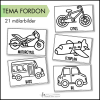 Fordon: 21 målarbilder att färglägga