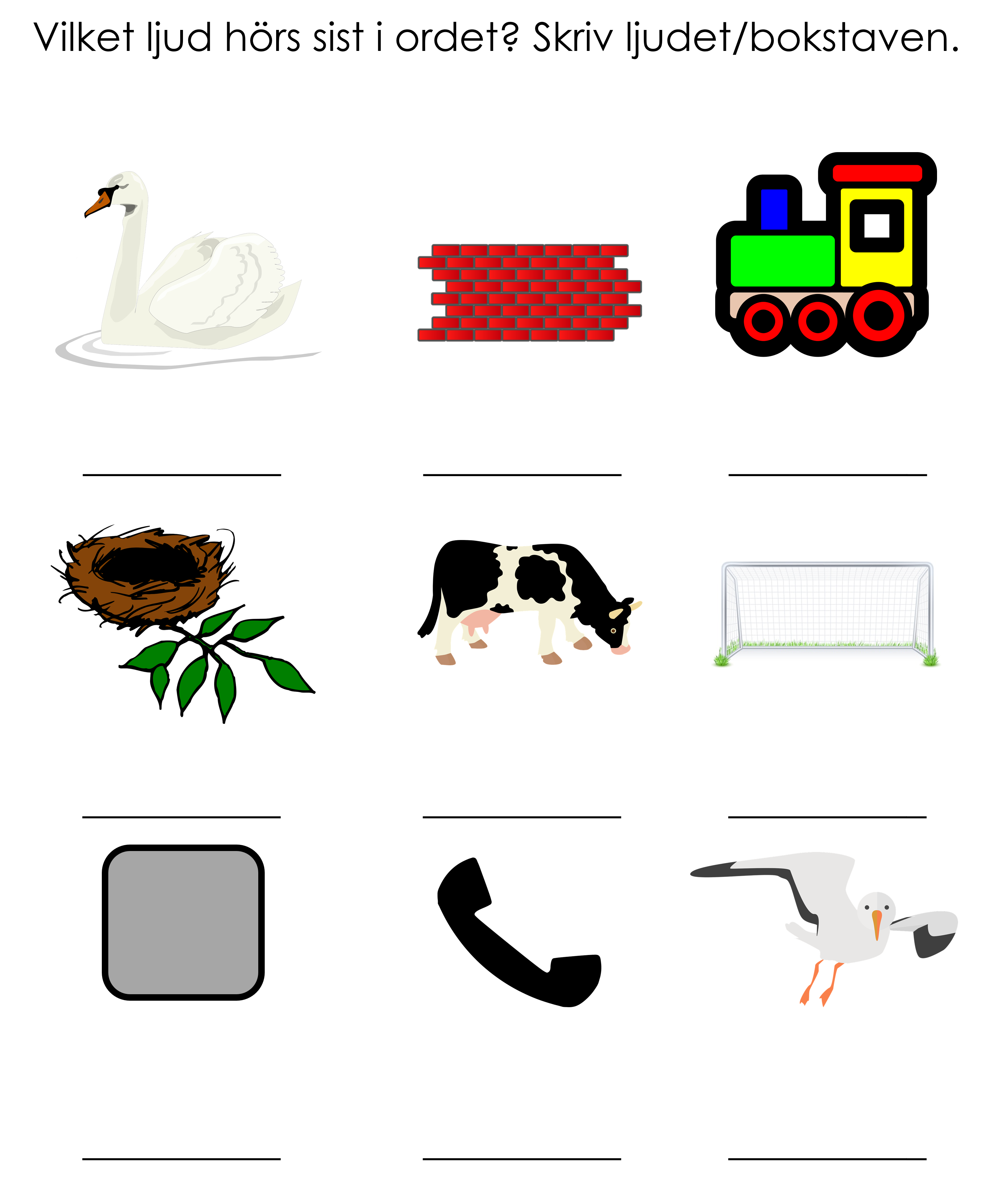 Stenciler: Skriv första, sista och mitten ljudet