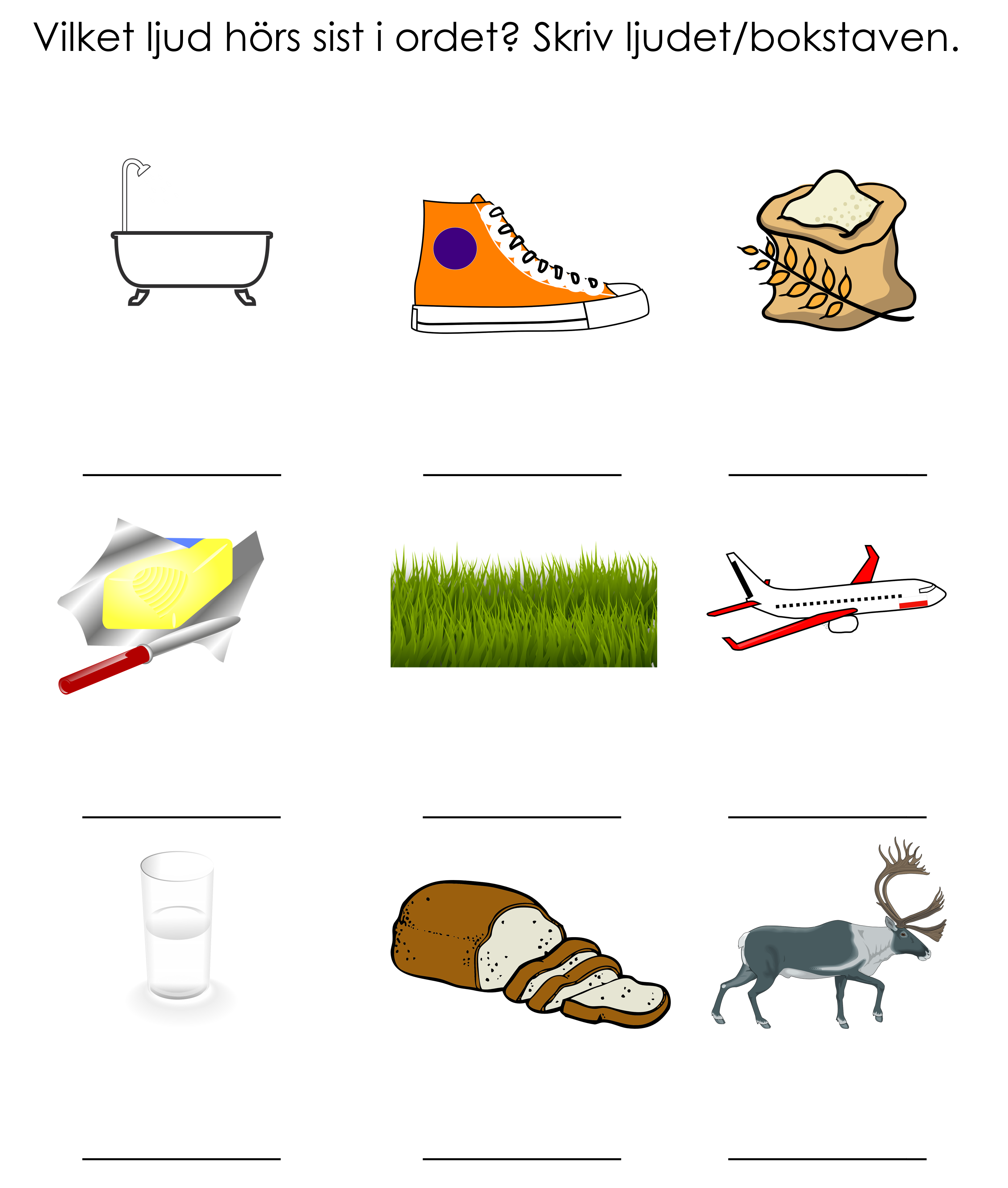 Stenciler: Skriv första, sista och mitten ljudet