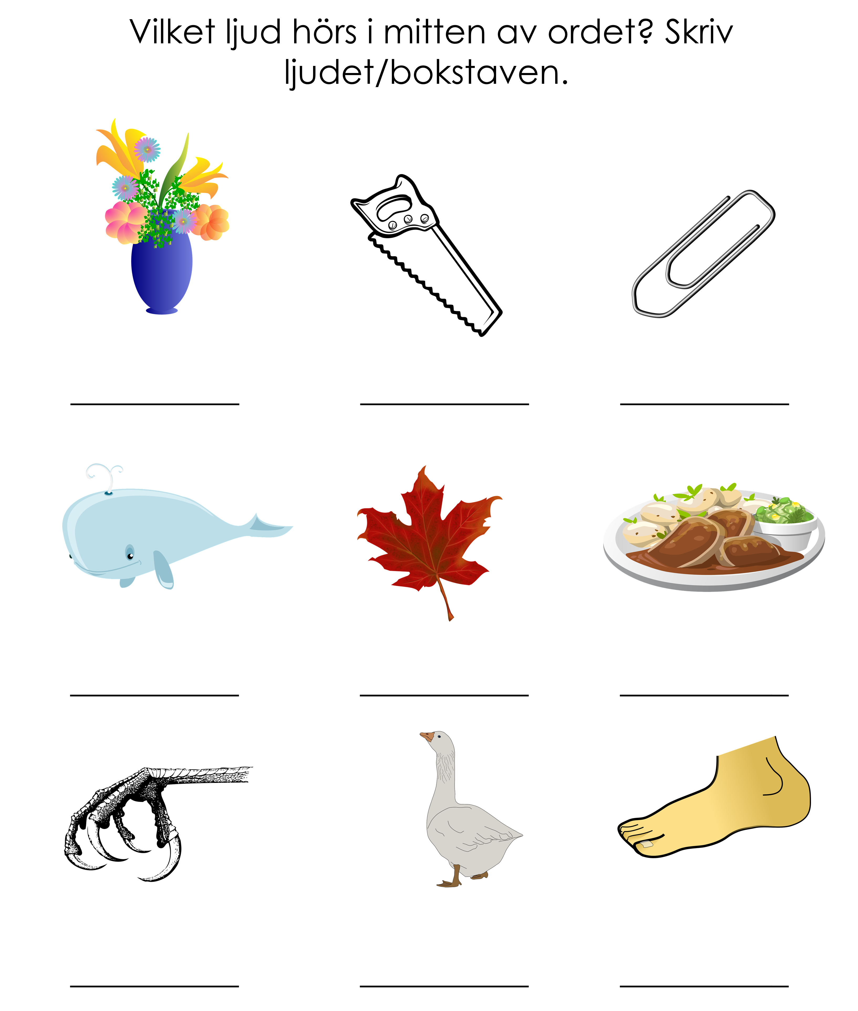 Stenciler: Skriv första, sista och mitten ljudet