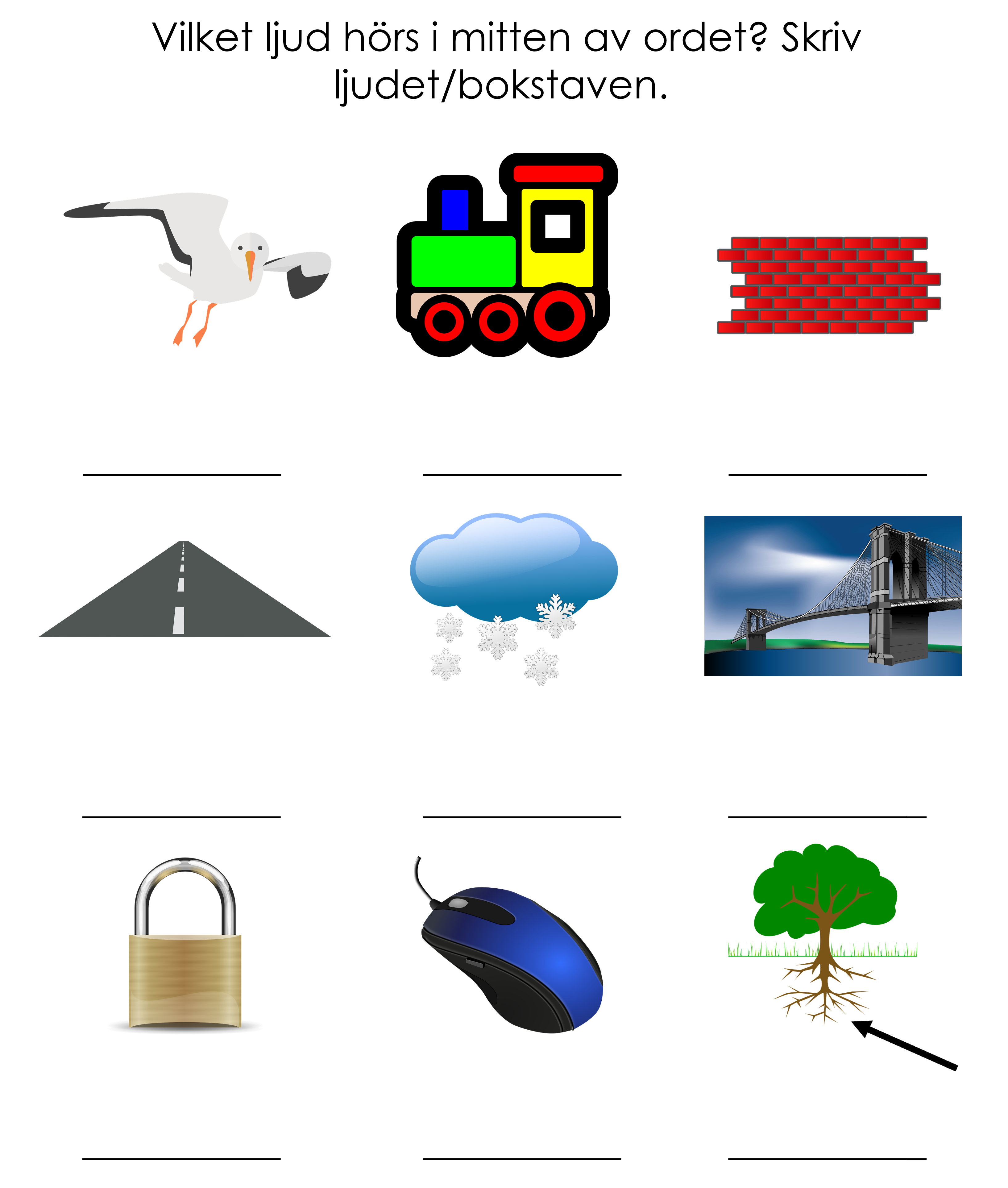 Stenciler: Skriv första, sista och mitten ljudet