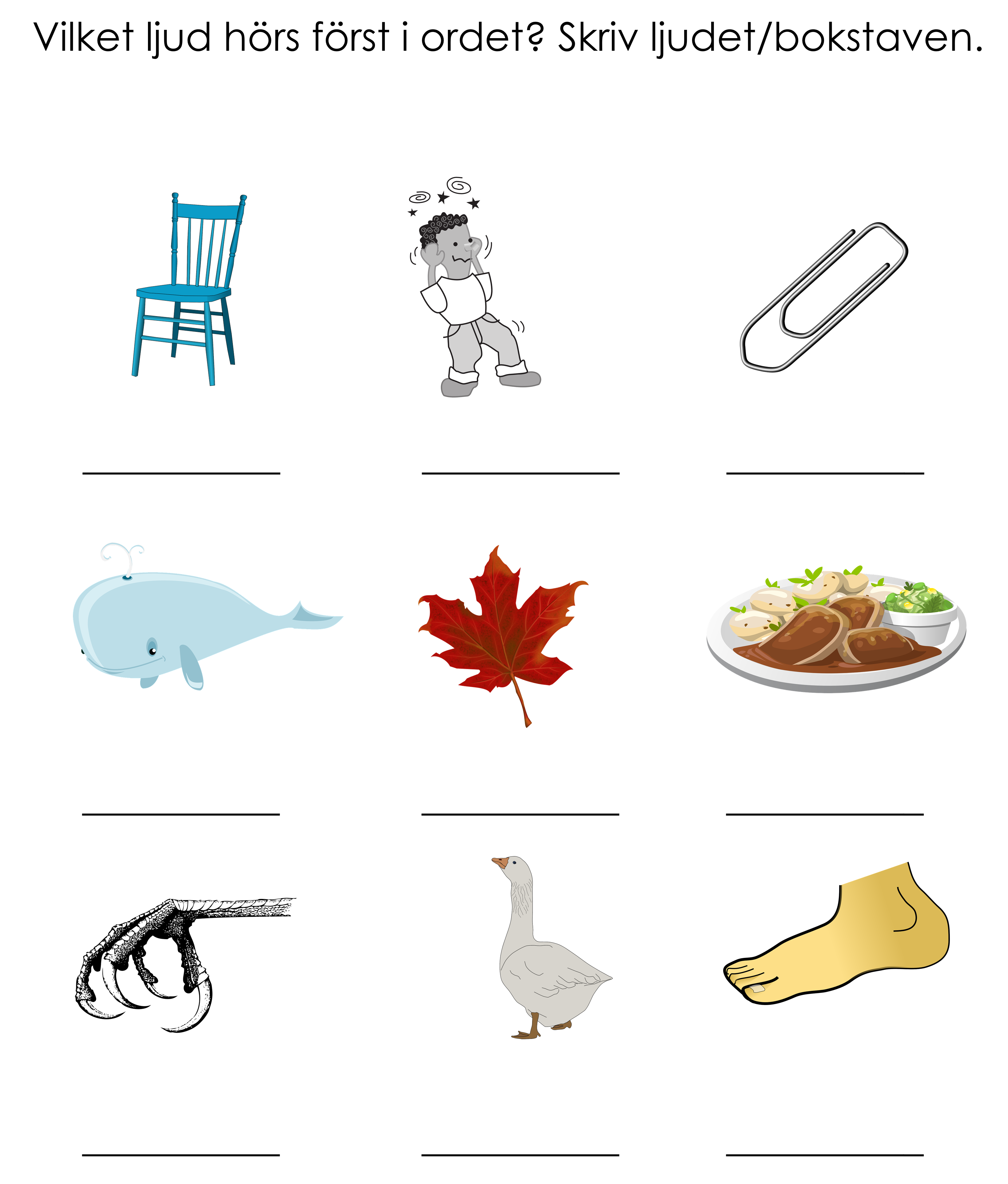 Stenciler: Skriv första, sista och mitten ljudet