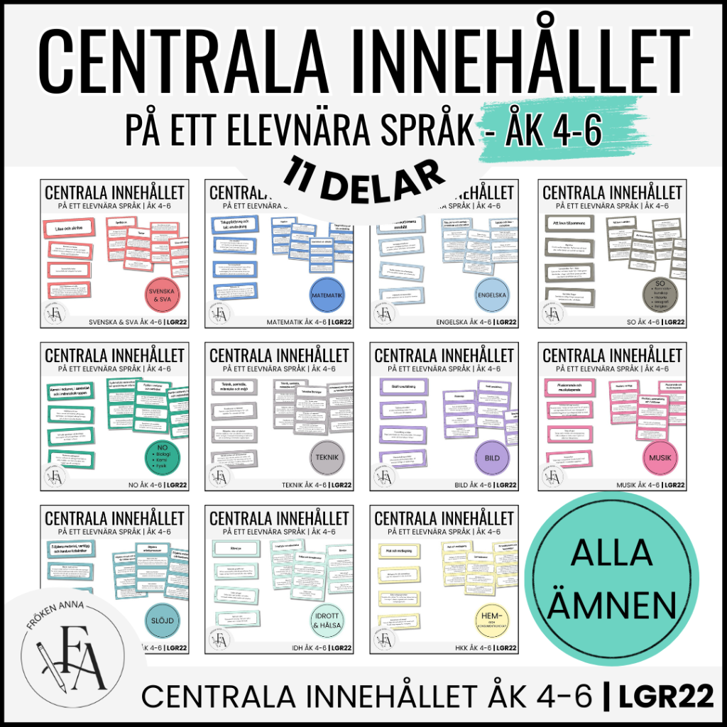 PAKET: Centrala innehållet åk 4-6 på ett elevnära språk: ALLA ÄMNEN