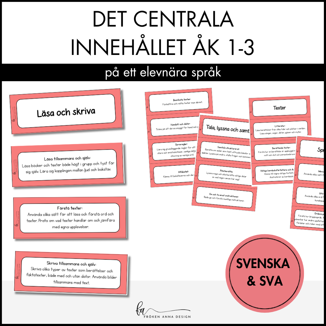 PAKET: Centrala innehållet åk 1-3 på ett elevnära språk: ALLA ÄMNEN
