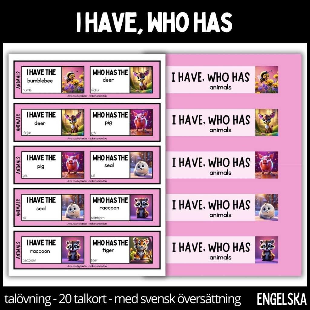 I have, who has domino – animals (med stödstruktur)