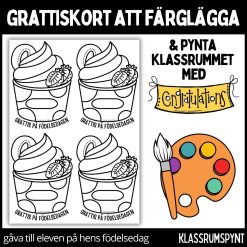 Födelsedagskort - färglägg, dekorera klassrummet, gåva vid födelsedag - 1