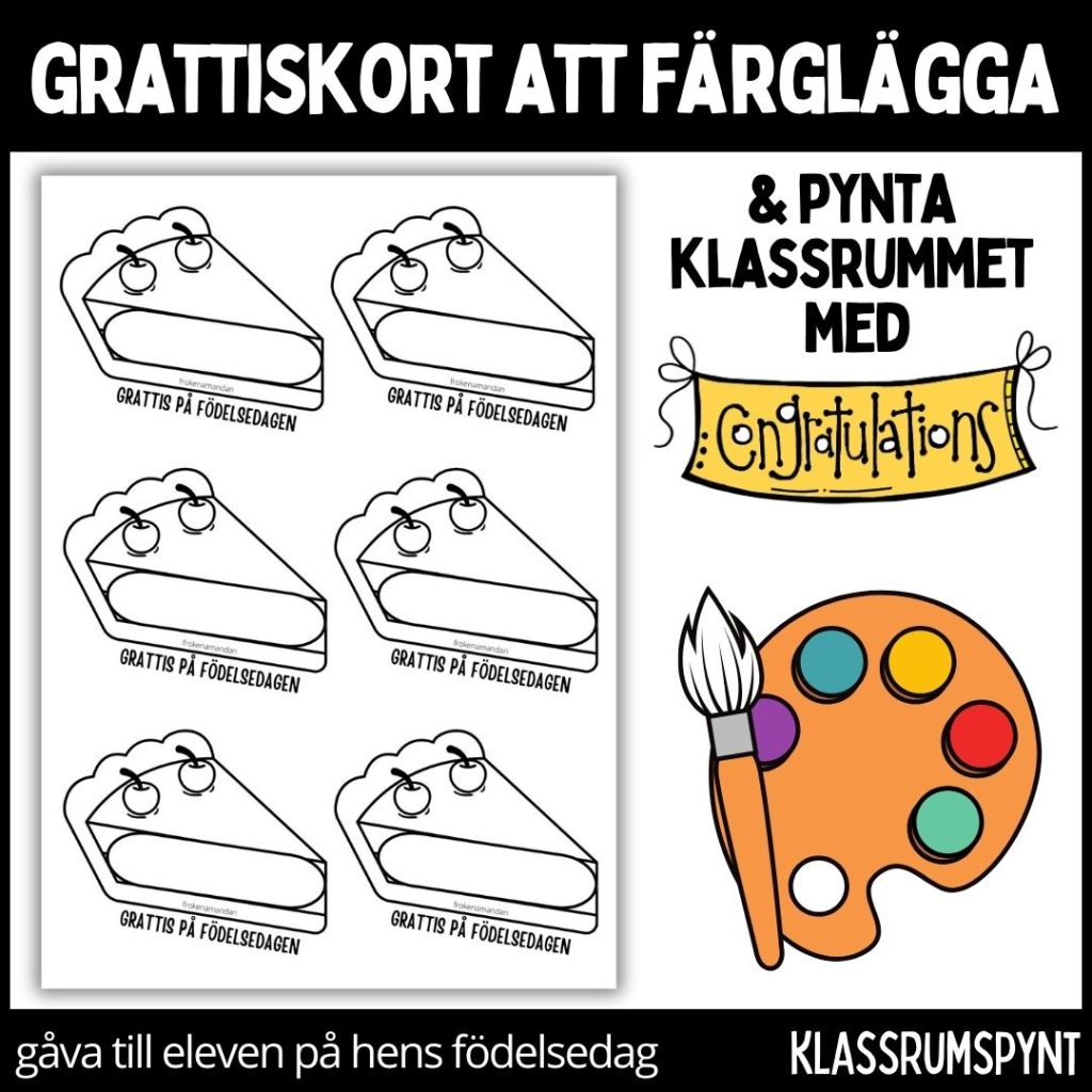 Födelsedagskort – färglägg, dekorera klassrummet, gåva vid födelsedag – 6