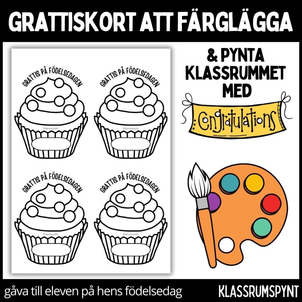 Födelsedagskort – färglägg, dekorera klassrummet, gåva vid födelsedag – 2