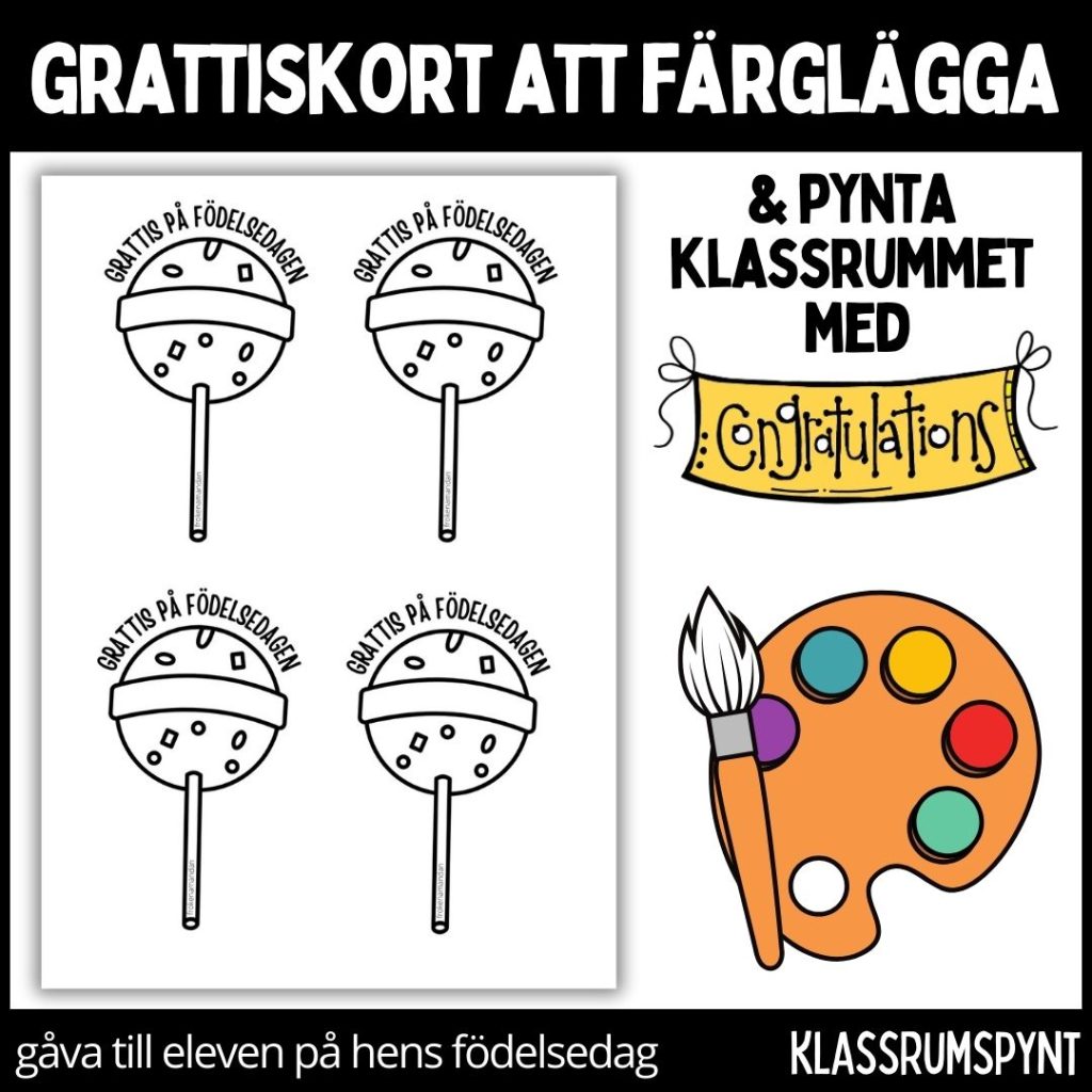 Födelsedagskort – färglägg, dekorera klassrummet, gåva vid födelsedag – 11
