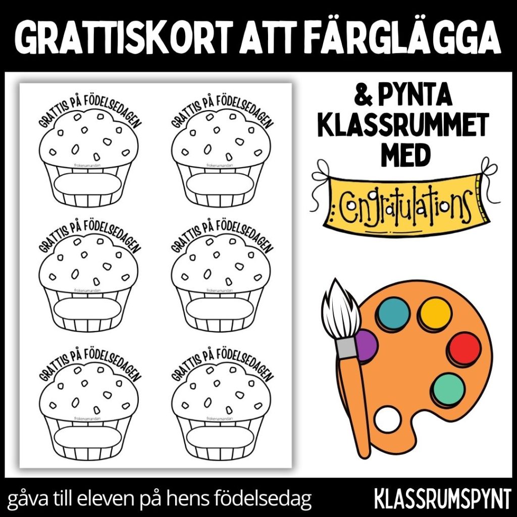 Födelsedagskort – färglägg, dekorera klassrummet, gåva vid födelsedag – 10