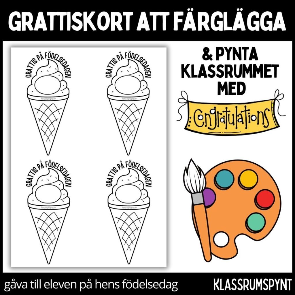 Födelsedagskort – färglägg, dekorera klassrummet, gåva vid födelsedag – 9