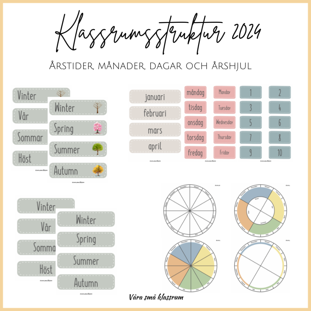 Årstider, månader, dagar och årshjul 2024