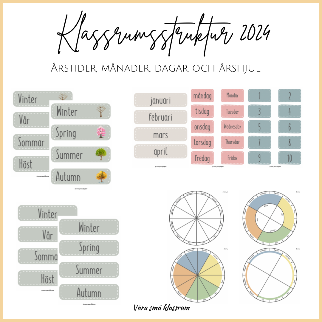 Årstider, månader, dagar och årshjul 2024