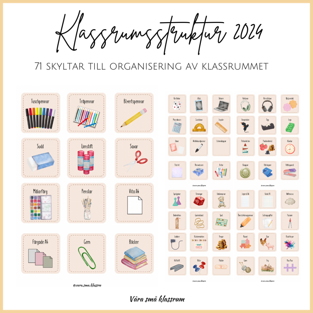 Skyltar till klassrummet 2024