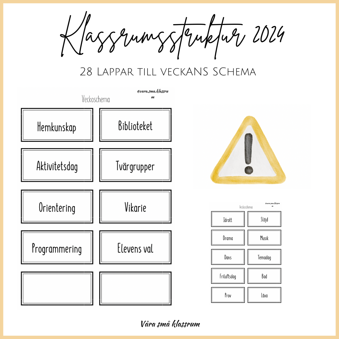 Lappar till veckoschema