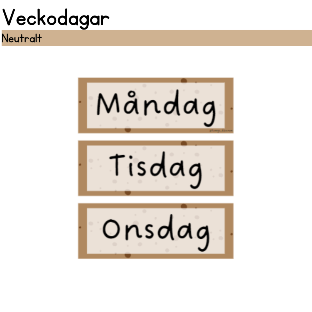 Skyltar veckodagar