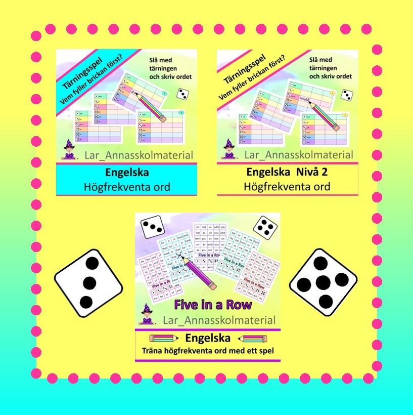 Högfrekventa ord Engelska 3 olika spel