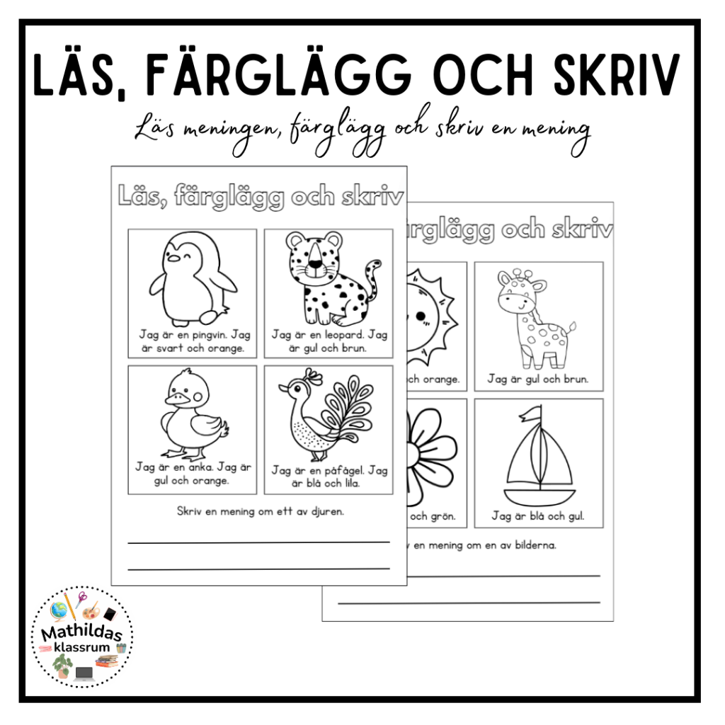Läs, färglägg och skriv