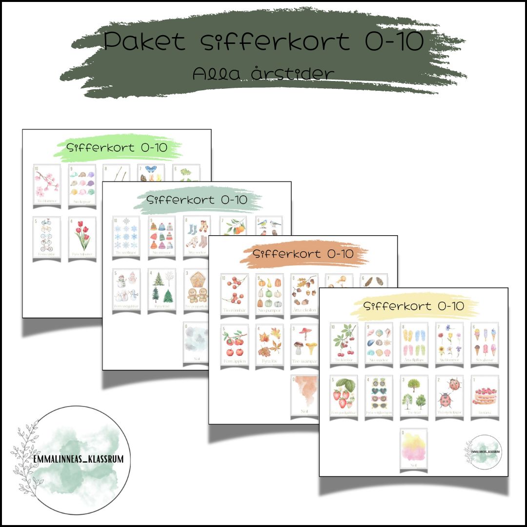 PAKET siffror 0-10 alla årstider