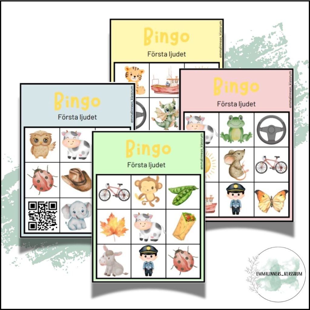 Bingo första ljudet A-Ö