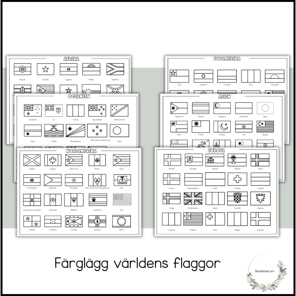 Färglägg världens flaggor