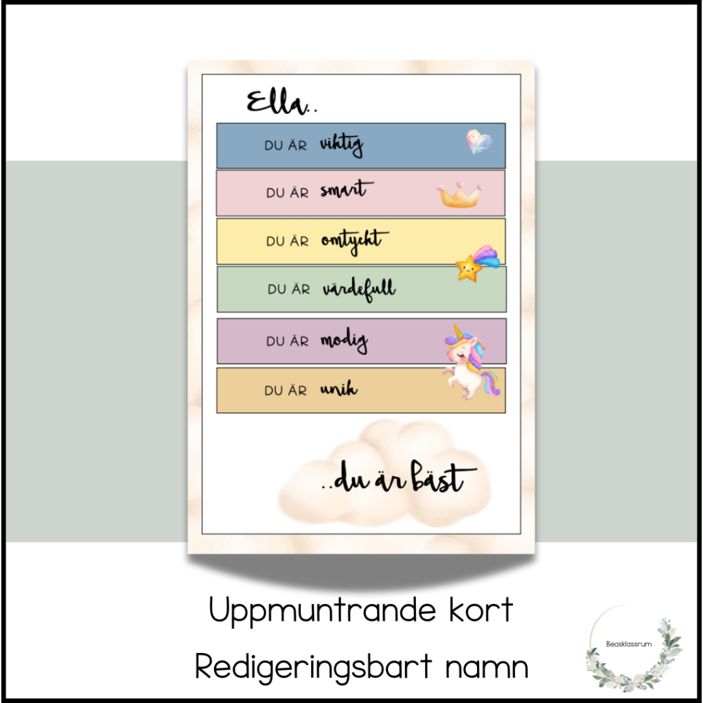 Uppmuntande kort – redigeringsbart namn