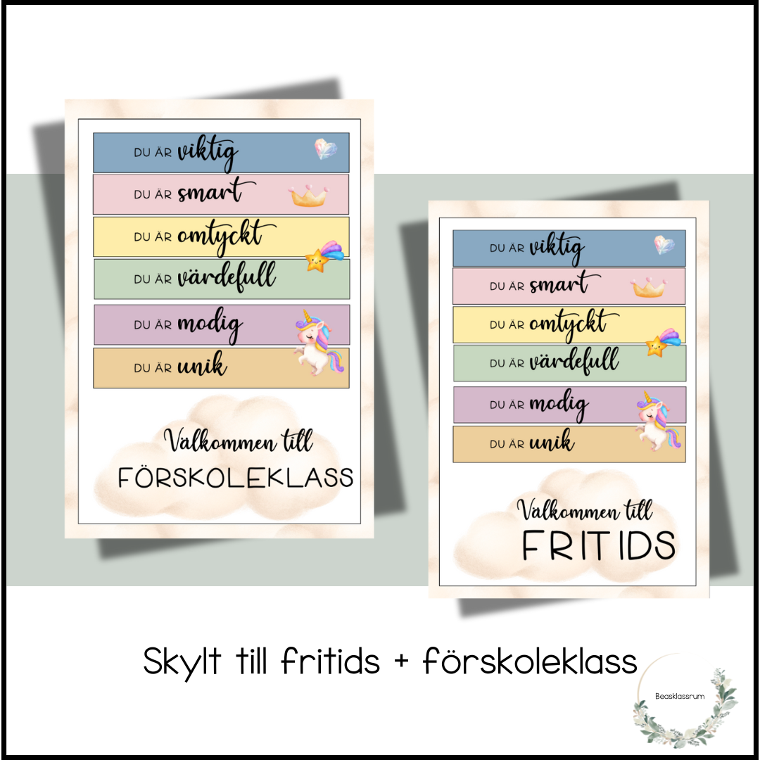 Dörrskylt - fritids + förskoleklass