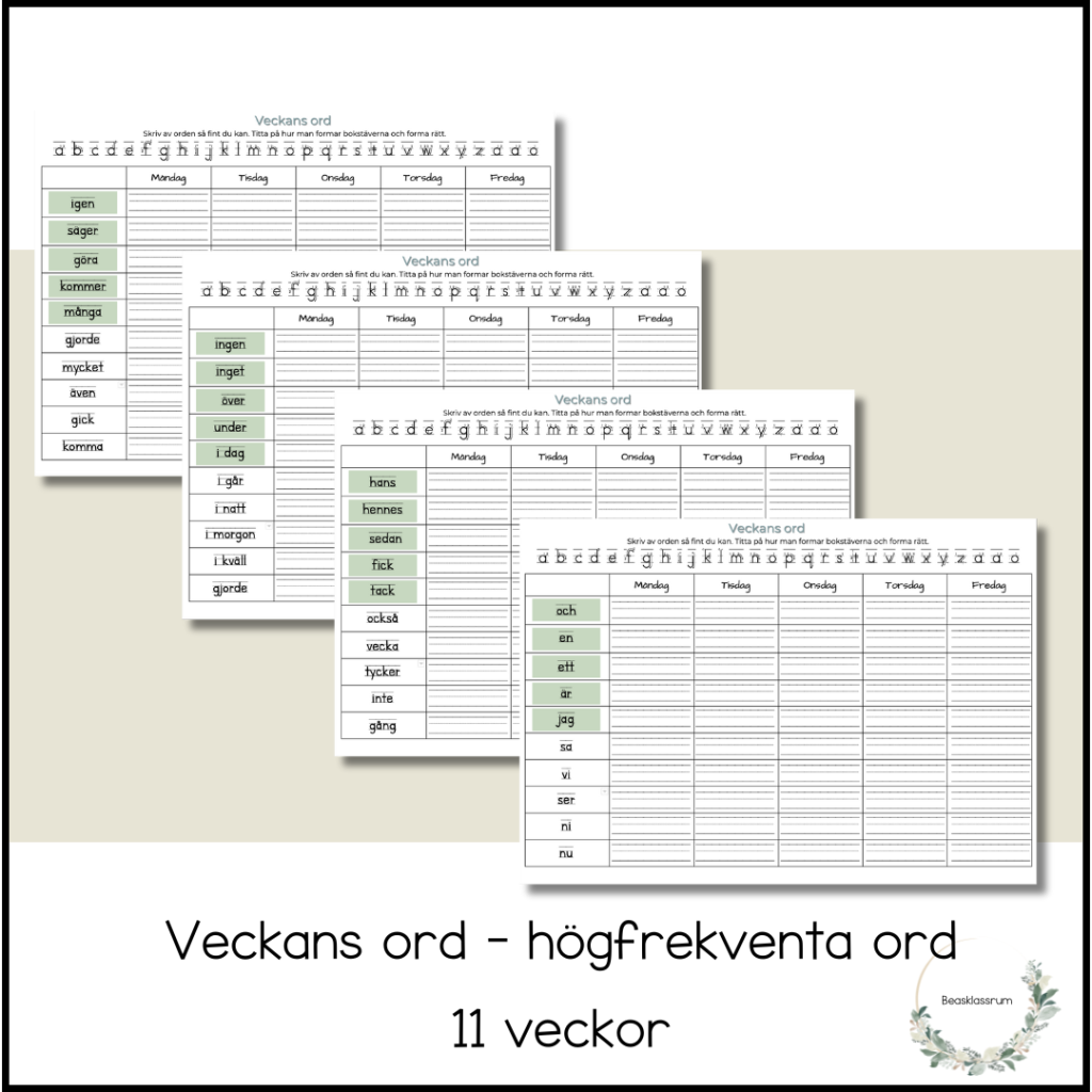 Veckans ord – högfrekventa ord 11 veckor